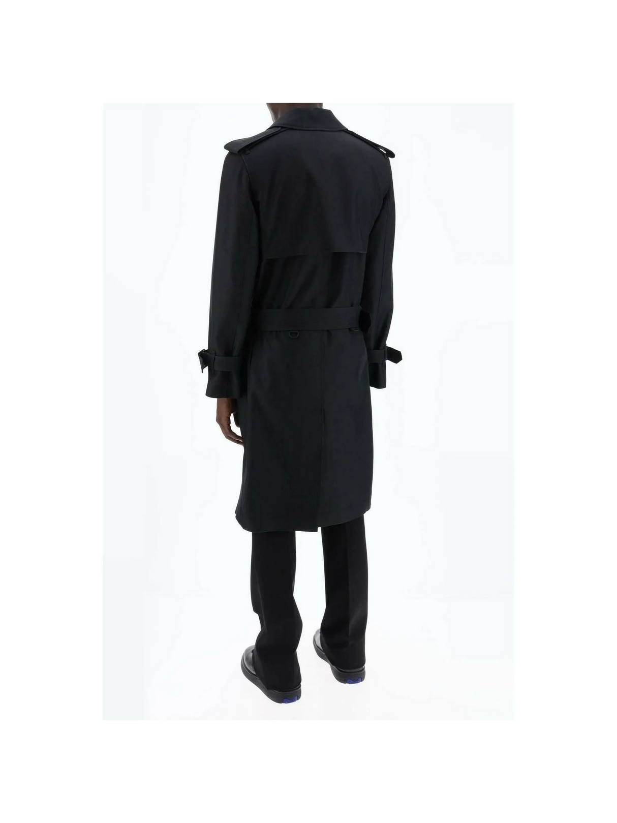 Black Double Breasted Silk Blend Trench Coat BURBERRY JOHN JULIA.