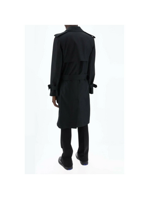 Black Double Breasted Silk Blend Trench Coat BURBERRY JOHN JULIA.