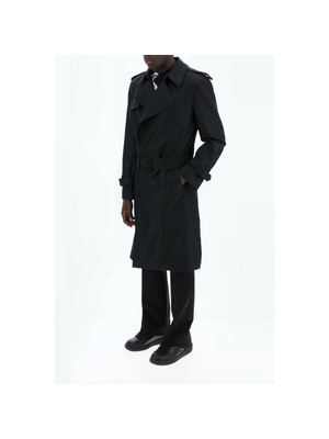 Black Double Breasted Silk Blend Trench Coat BURBERRY JOHN JULIA.