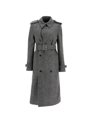 BURBERRY-Double Breasted Wool Trench Coat -JOHN JULIA.