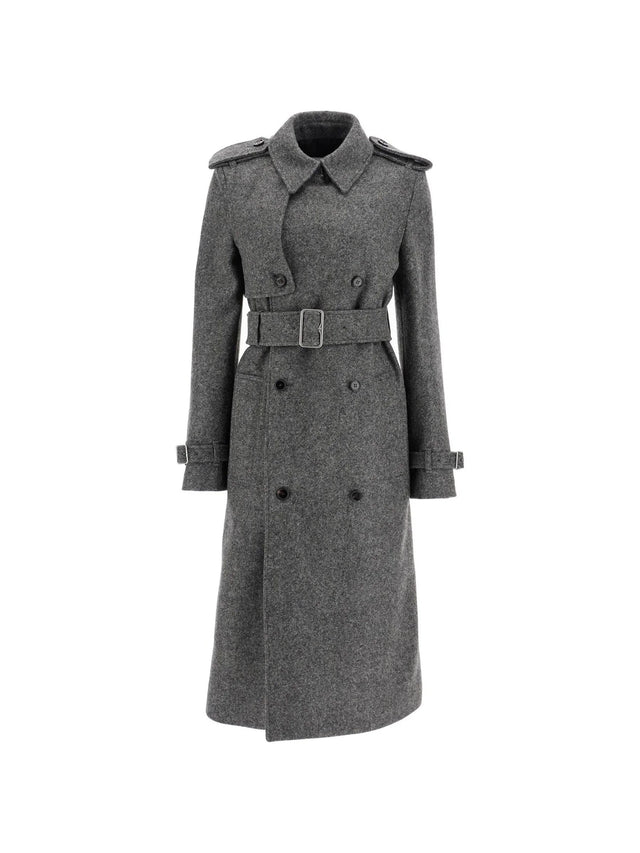 BURBERRY-Double Breasted Wool Trench Coat -JOHN JULIA.