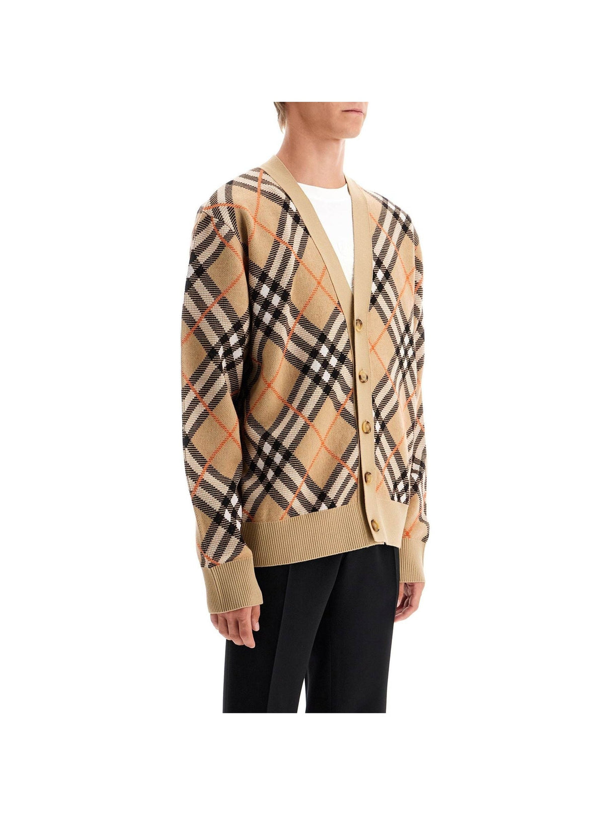 BURBERRY-Ered Wool And Mohair Cardigan Sweater-JOHN JULIA