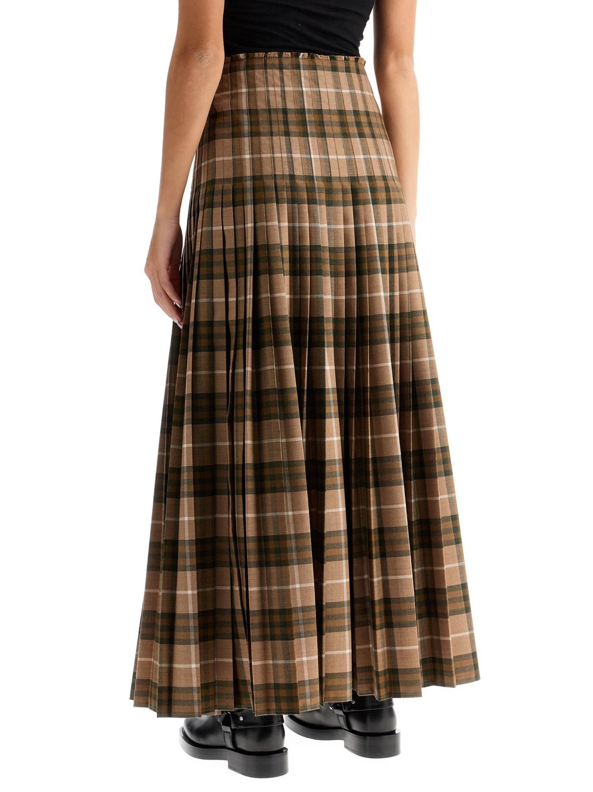 Ered Tartan Wool Maxi Skirt-Burberry-JOHN JULIA