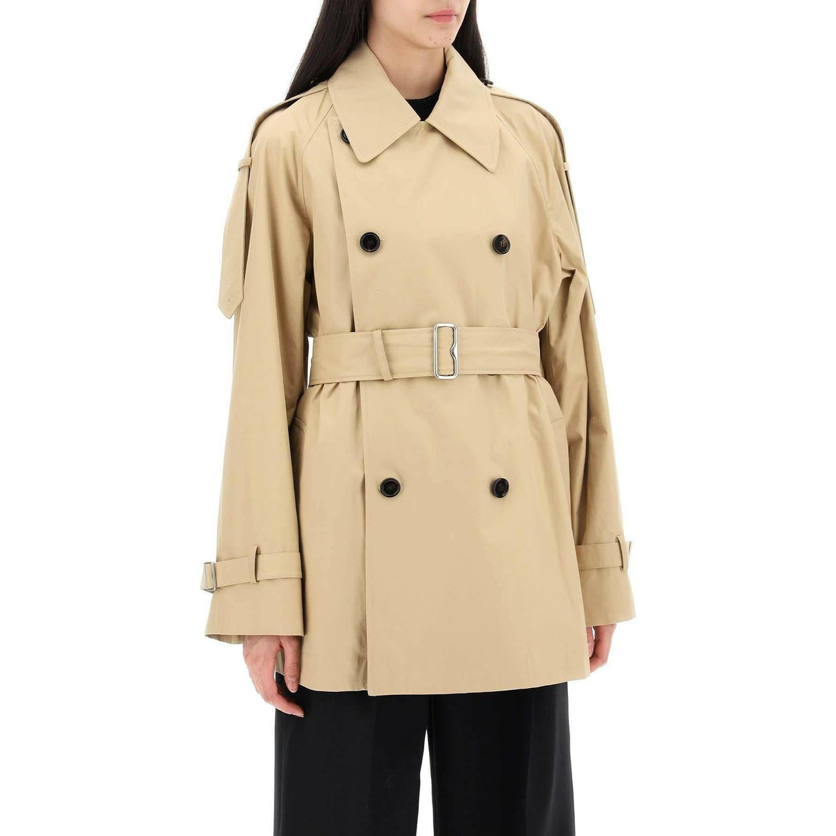 Flax Beige Organic Cotton Midi Trench Coat BURBERRY JOHN JULIA.