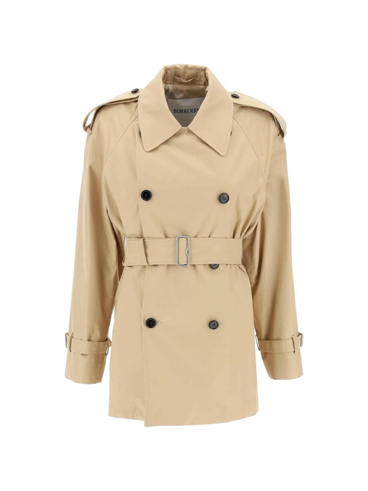 Flax Beige Organic Cotton Midi Trench Coat BURBERRY JOHN JULIA.