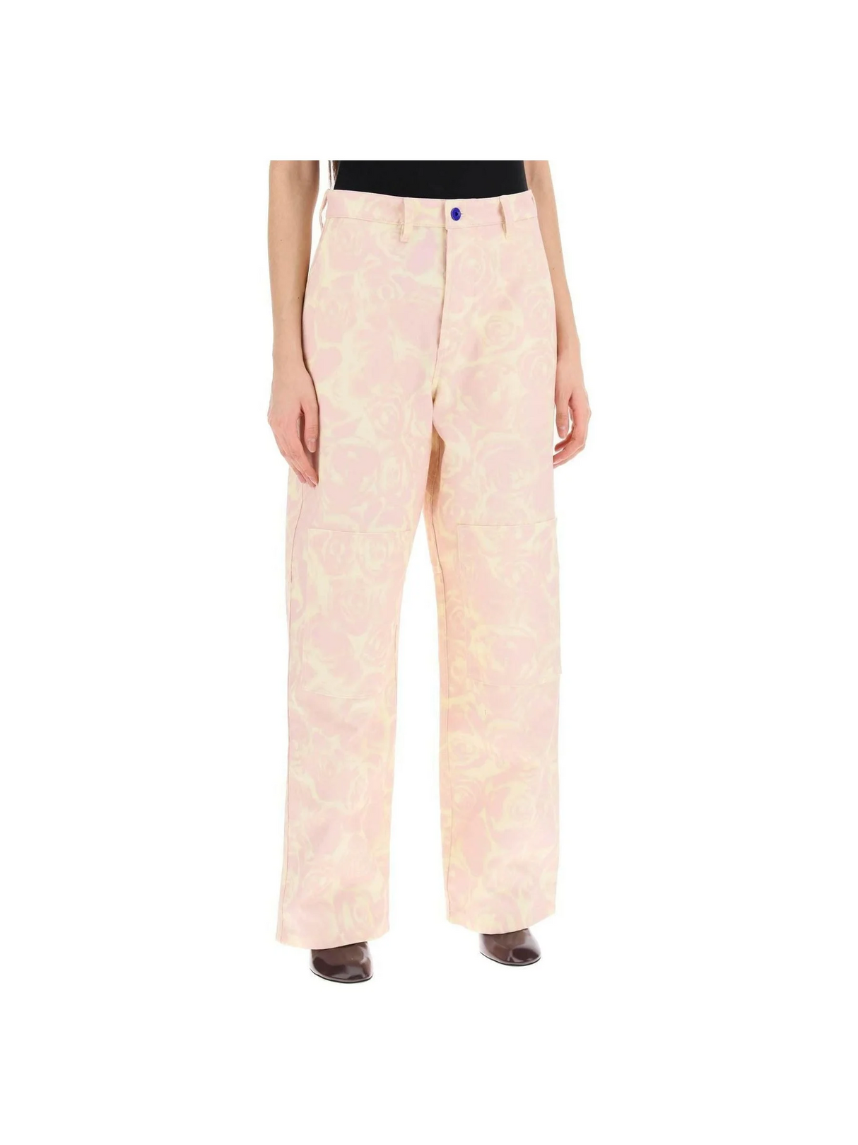 Floral Cotton Workwear Style Pants BURBERRY JOHN JULIA.