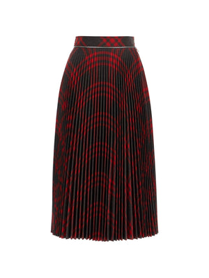 Folded Pleat Check Midi Skirt