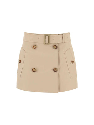 BURBERRY-Gabardine Mini Trench Skirt-JOHN JULIA