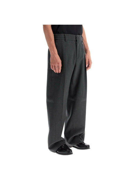 Herringbone Wool Tailored Trousers.