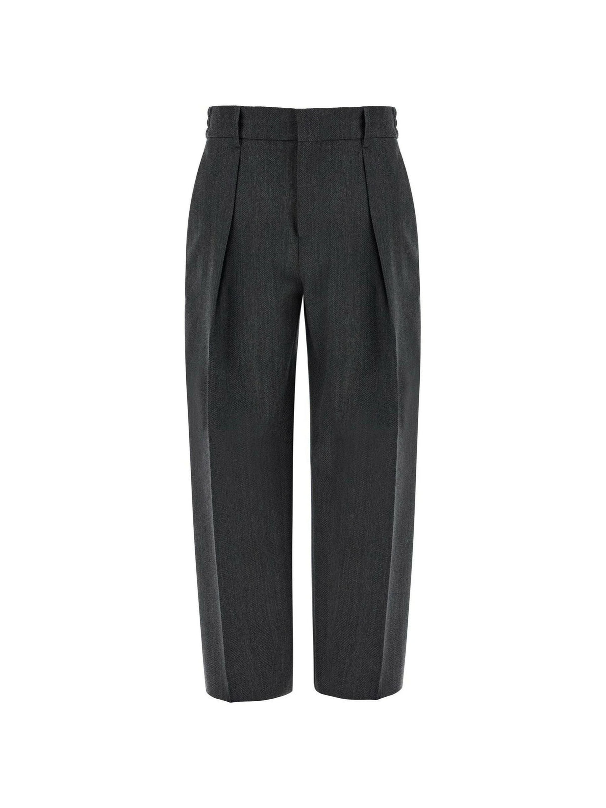 Herringbone Wool Tailored Trousers.