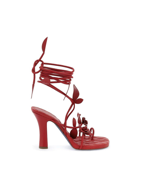 Red Scarlet Nappa Leather Ivy Flora Heeled Sandals BURBERRY JOHN JULIA.