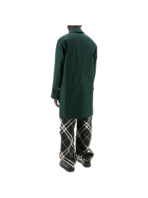 Ivy Green Cotton Reversible Checkered Gabardine Midi Coat BURBERRY JOHN JULIA.