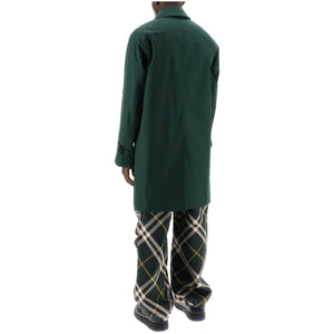 Ivy Green Cotton Reversible Checkered Gabardine Midi Coat BURBERRY JOHN JULIA.