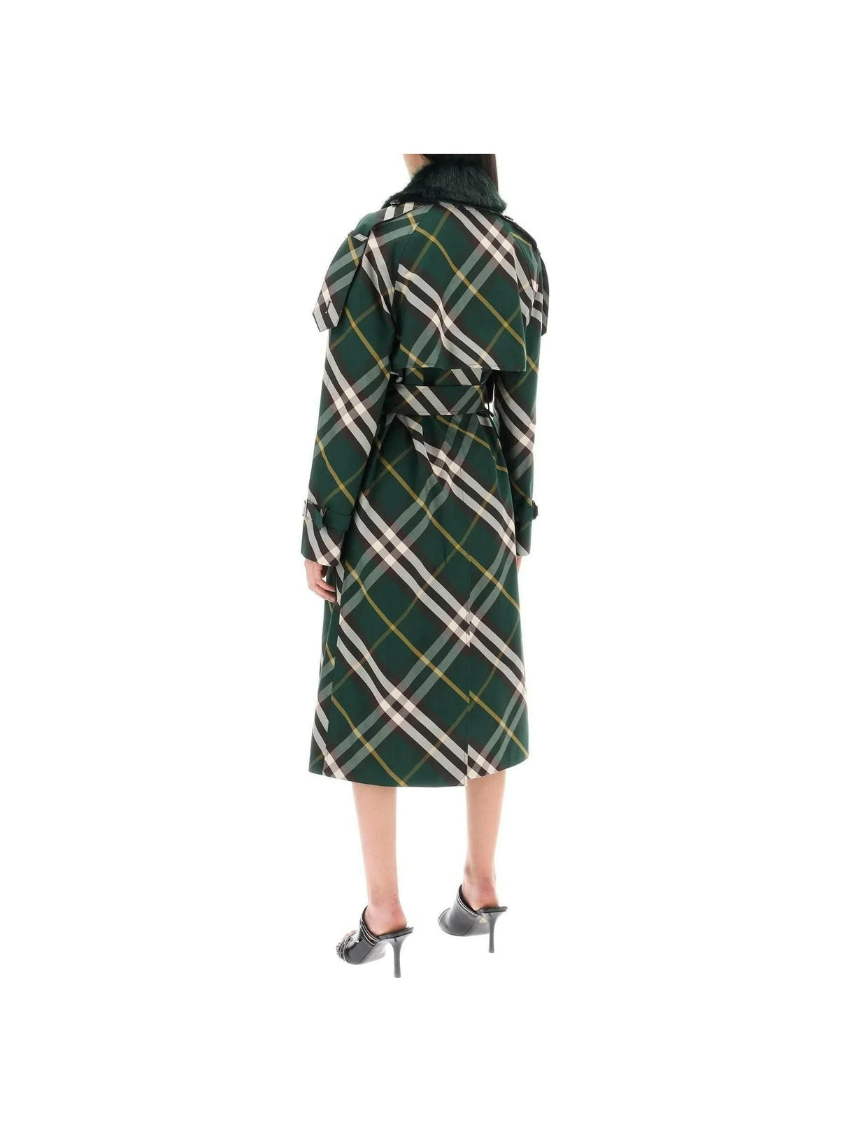 Ivy Green Kensington Cotton Gabardine Check Trench Coat BURBERRY JOHN JULIA.