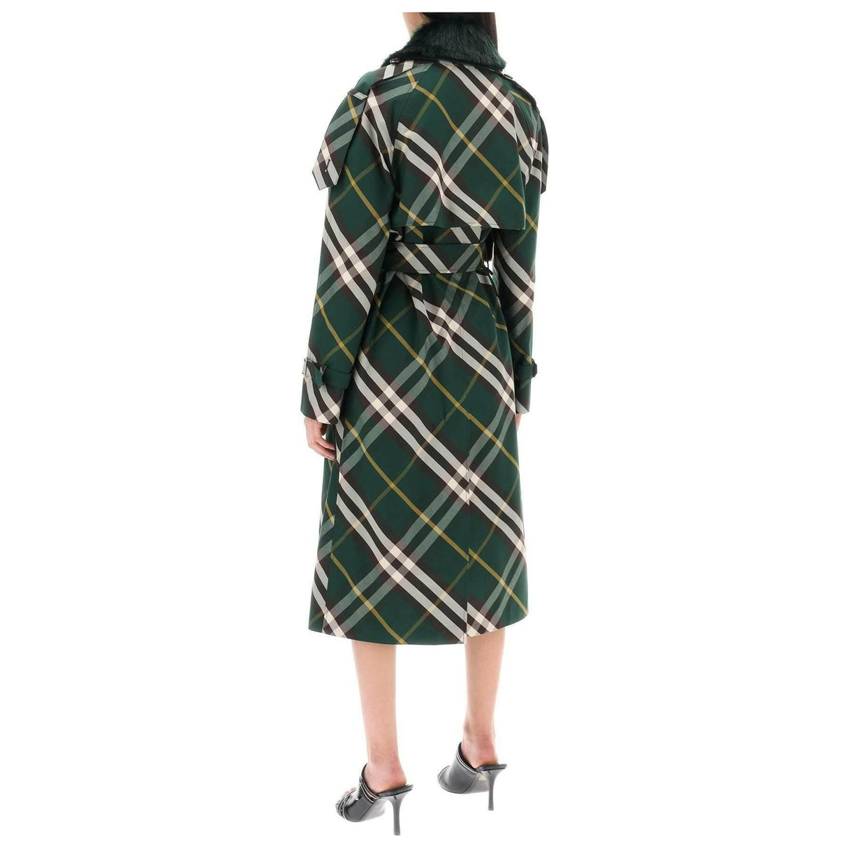 Ivy Green Kensington Cotton Gabardine Check Trench Coat BURBERRY JOHN JULIA.