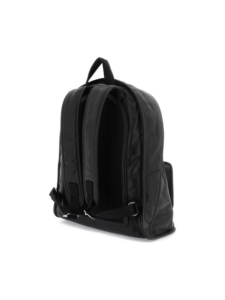 Black Large Shield Crinkled Calfskin Backpack BURBERRY JOHN JULIA.