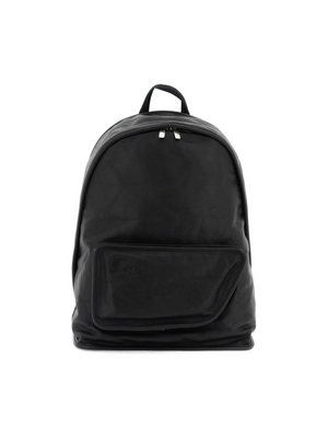 Black Large Shield Crinkled Calfskin Backpack BURBERRY JOHN JULIA.