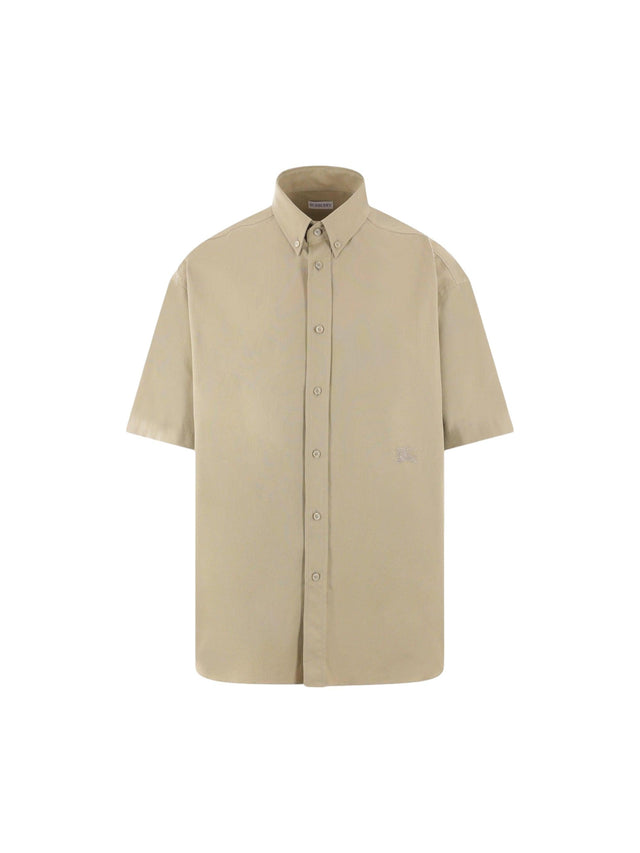 Logo Embroidered Oxford Short-sleeved Shirt-BURBERRY-JOHN JULIA