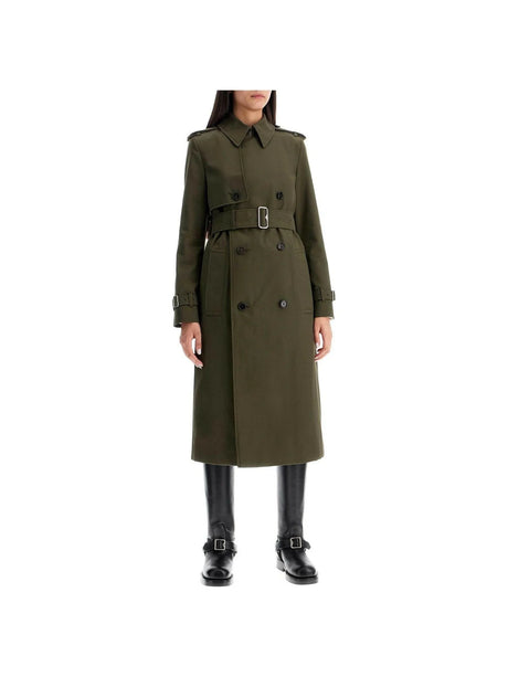 Long Cotton Blend Trench Coat.