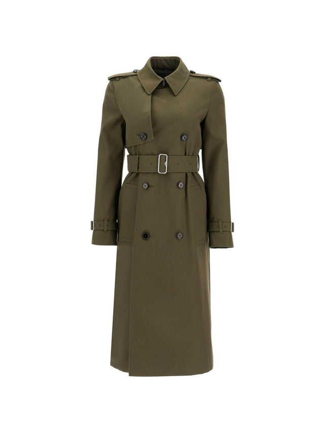 Long Cotton Blend Trench Coat.