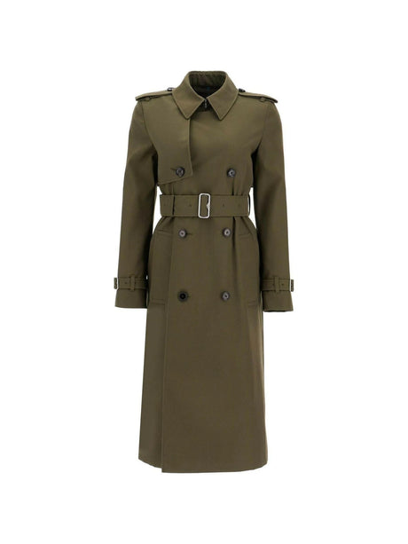 Long Cotton Blend Trench Coat.