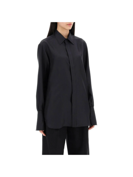 Black Long-Sleeve Silk Georgette Shirt BURBERRY JOHN JULIA.