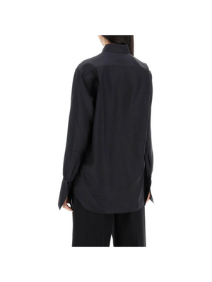 Black Long-Sleeve Silk Georgette Shirt BURBERRY JOHN JULIA.