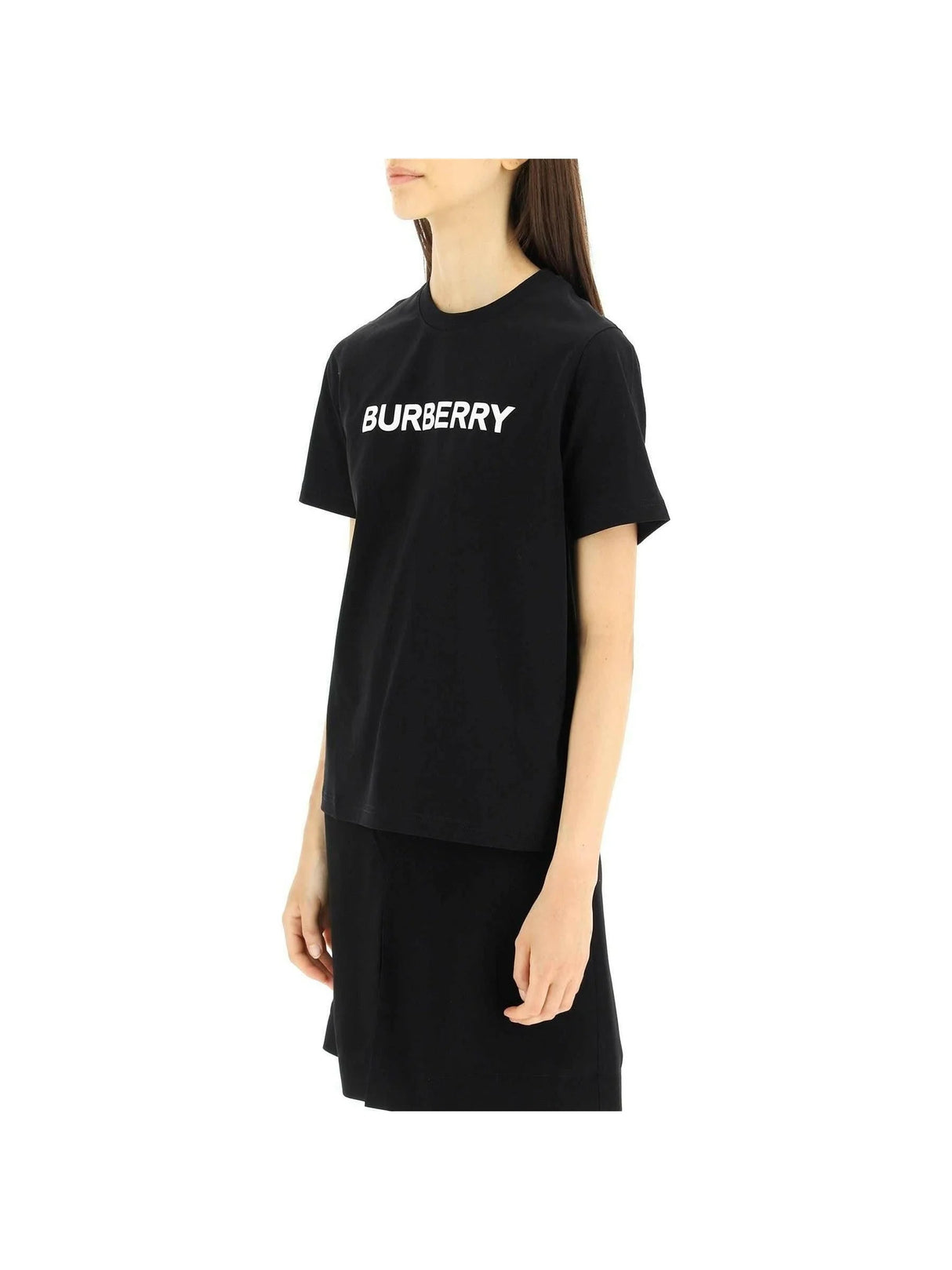 Black Margot Organic Cotton Logo Print T-Shirt BURBERRY JOHN JULIA.