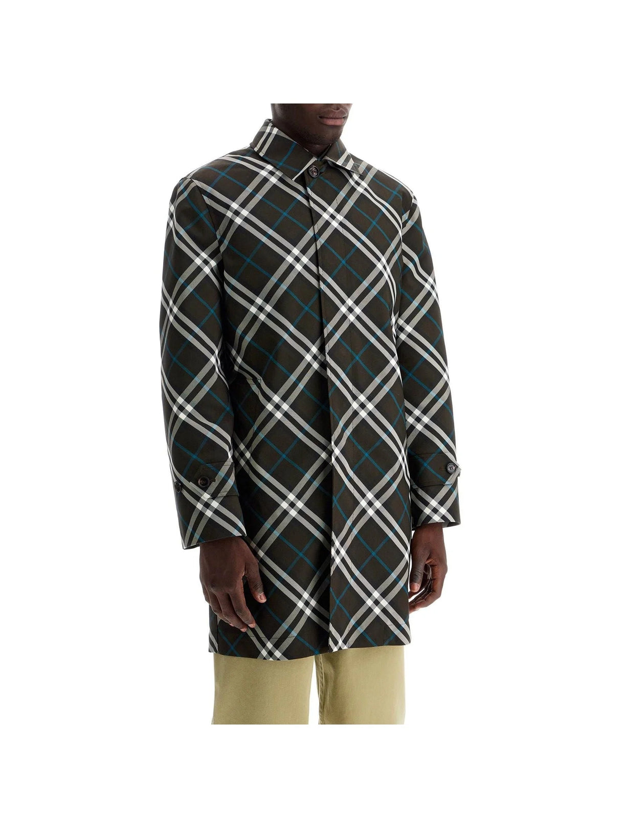 BURBERRY-Mid-length Check Car Coat -JOHN JULIA.