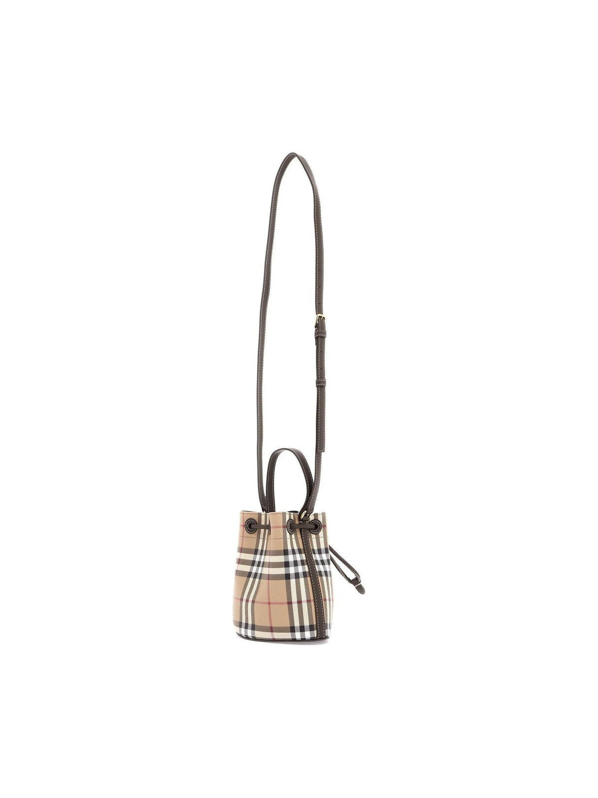 Mini Check Bucket Bag With Drawstring