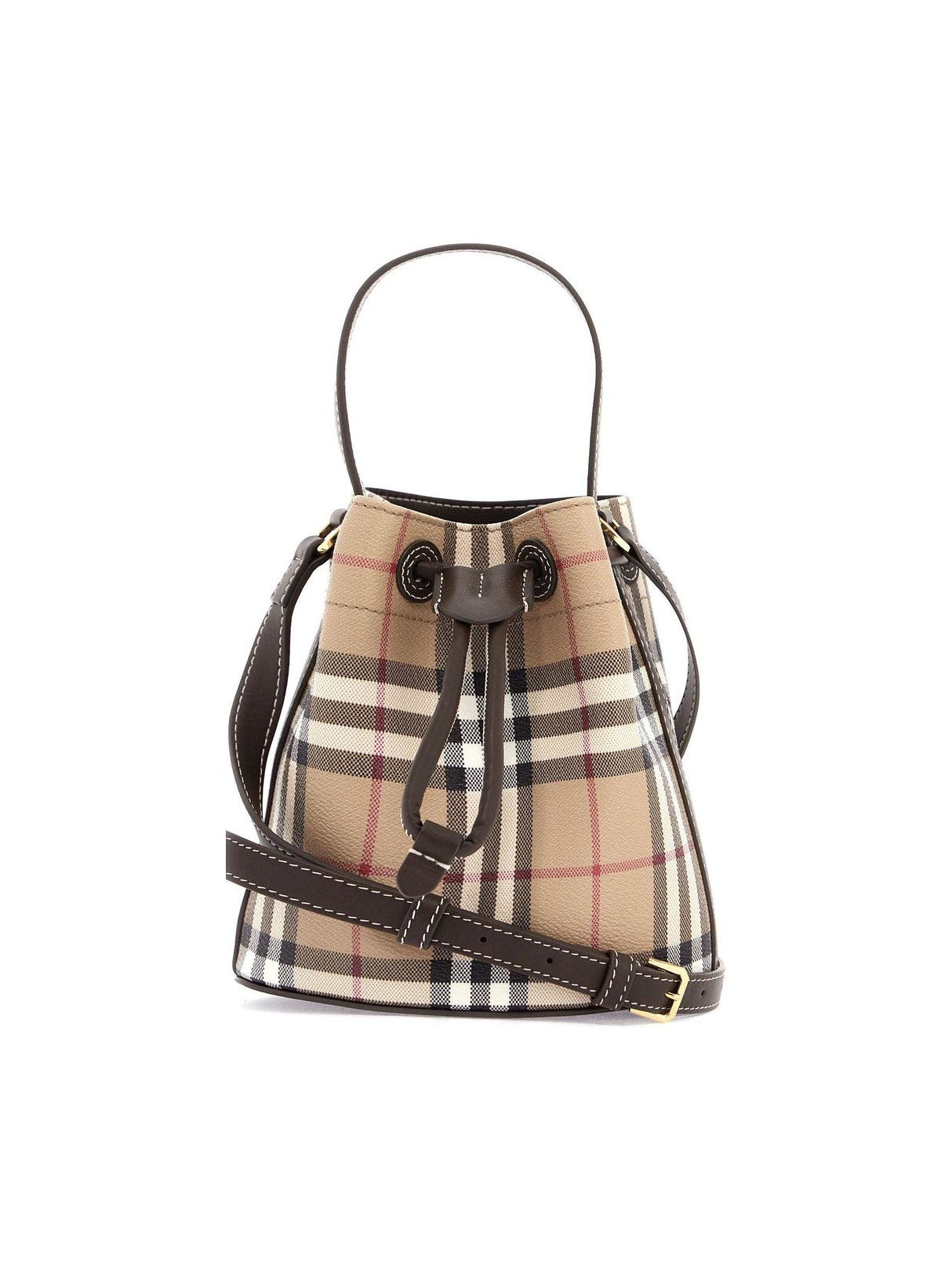 Mini Check Bucket Bag With Drawstring