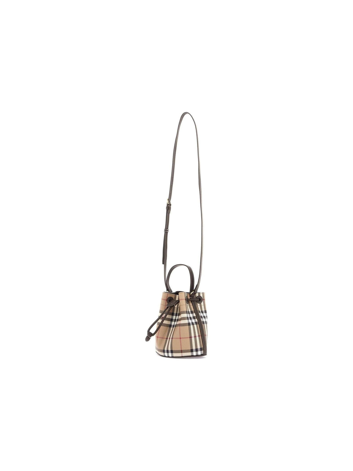 Mini Check Bucket Bag With Drawstring