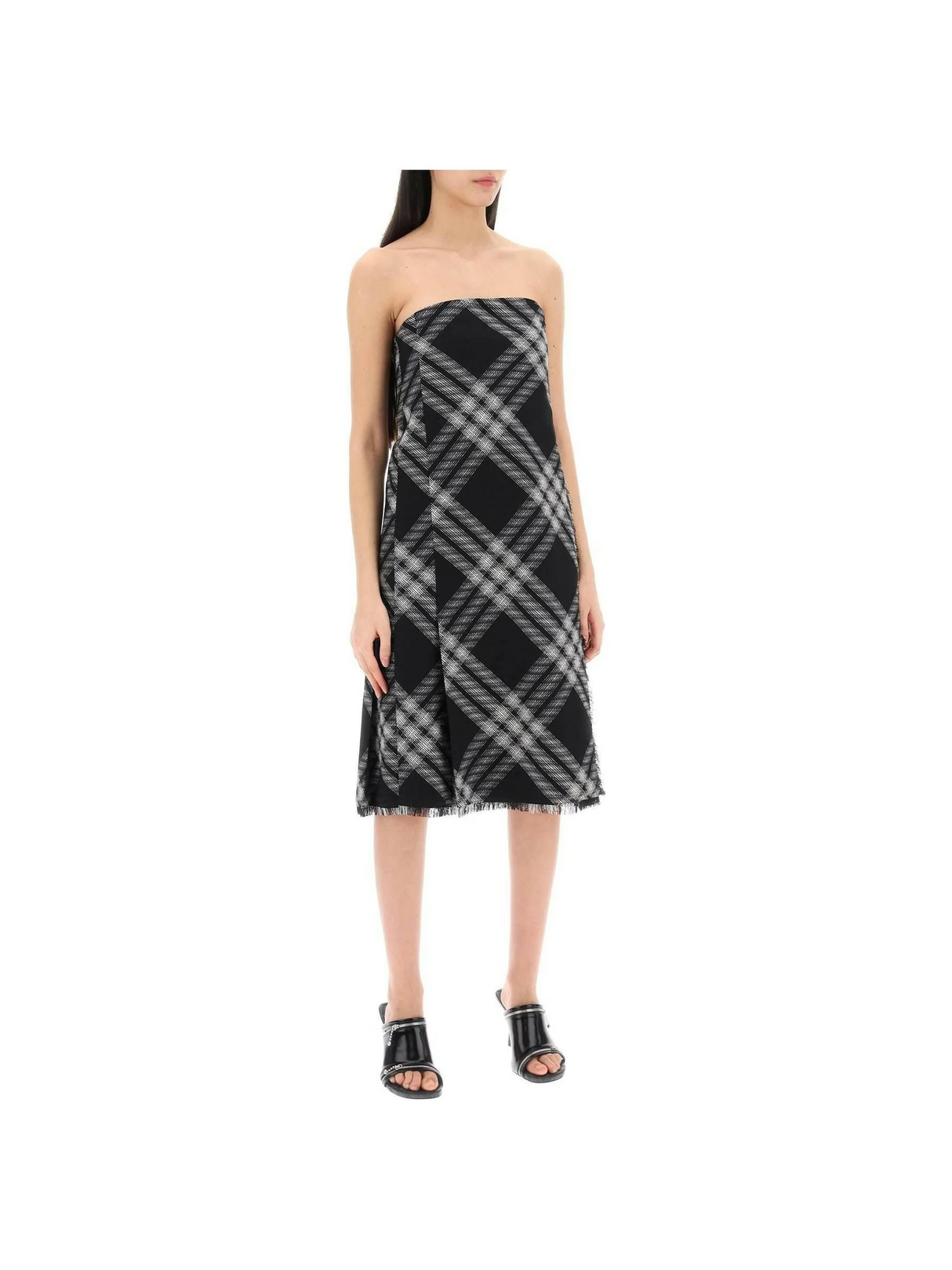 Monochrome Check Wool Kilt Dress BURBERRY JOHN JULIA.