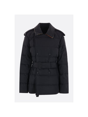 Nylon Long Down Jacket With Belt-BURBERRY-JOHN JULIA