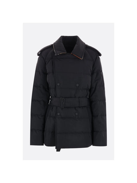 Nylon Long Down Jacket With Belt-BURBERRY-JOHN JULIA