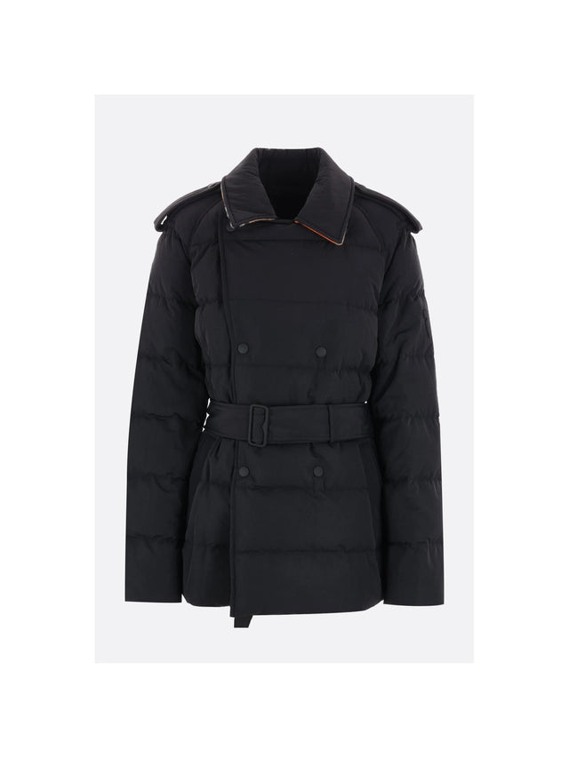 Nylon Long Down Jacket With Belt-BURBERRY-JOHN JULIA