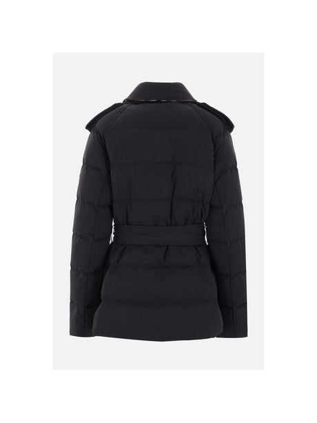 Nylon Long Down Jacket With Belt-BURBERRY-JOHN JULIA