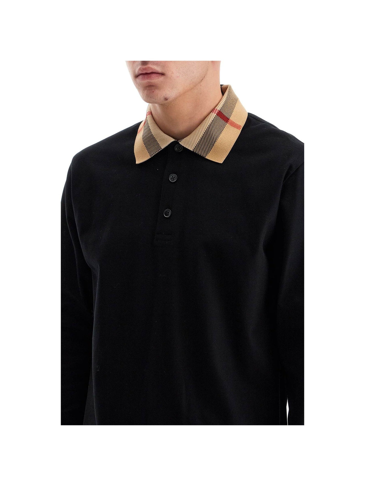 BURBERRY-Organic Cotton Long-sleeved Polo Shirt-JOHN JULIA