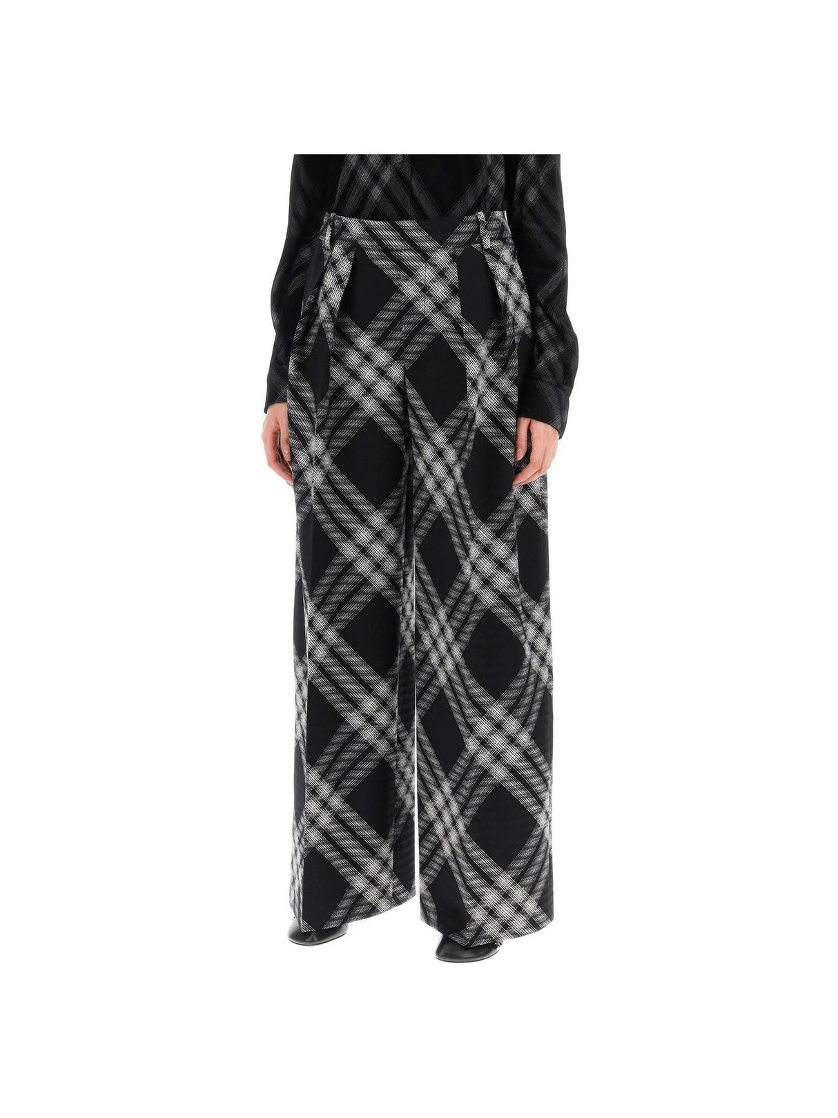 Pleated Check Wool Trousers BURBERRY JOHN JULIA.