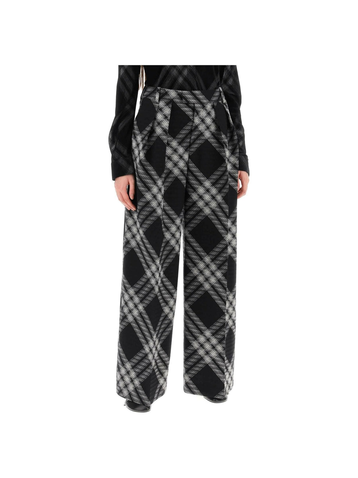 Pleated Check Wool Trousers BURBERRY JOHN JULIA.