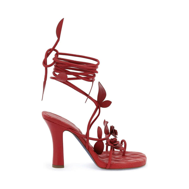 Red Scarlet Nappa Leather Ivy Flora Heeled Sandals BURBERRY JOHN JULIA.