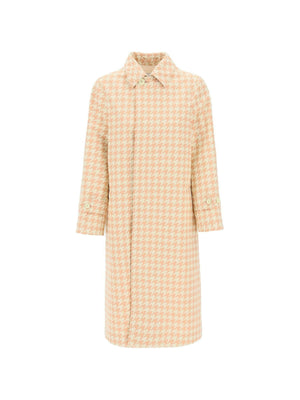 Sherbet Houndstooth Long Car Coat BURBERRY JOHN JULIA.