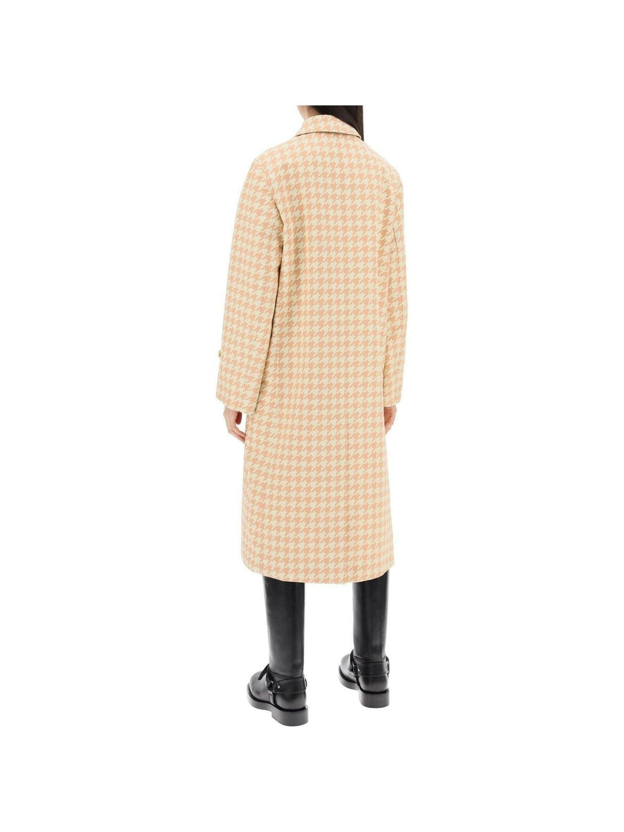 Sherbet Houndstooth Long Car Coat BURBERRY JOHN JULIA.