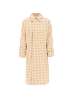 Sherbet Houndstooth Long Car Coat BURBERRY JOHN JULIA.