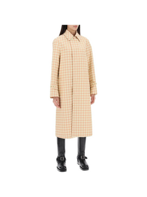 Sherbet Houndstooth Long Car Coat BURBERRY JOHN JULIA.