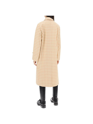 Sherbet Houndstooth Long Car Coat BURBERRY JOHN JULIA.