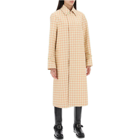 Sherbet Houndstooth Long Car Coat BURBERRY JOHN JULIA.