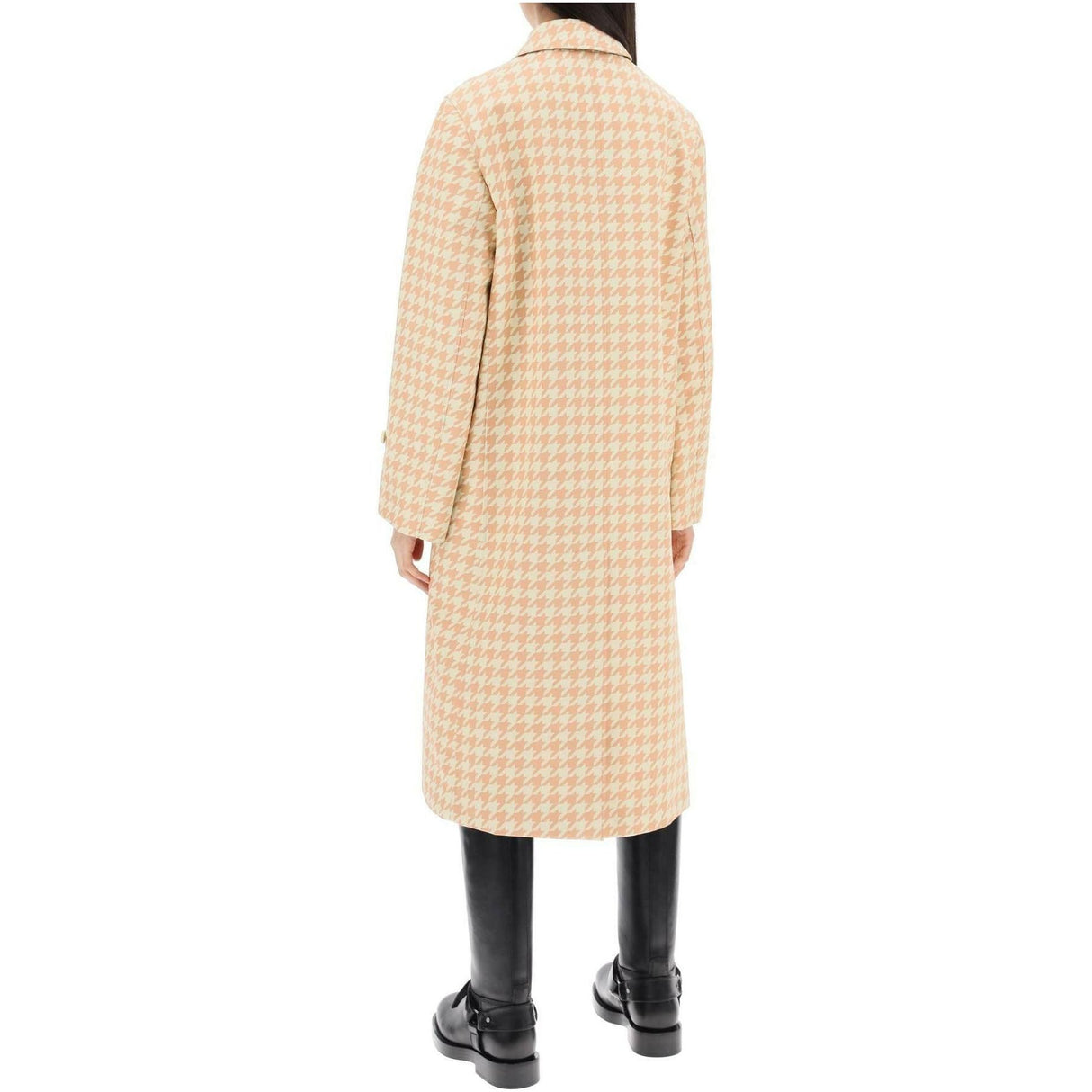 Sherbet Houndstooth Long Car Coat BURBERRY JOHN JULIA.