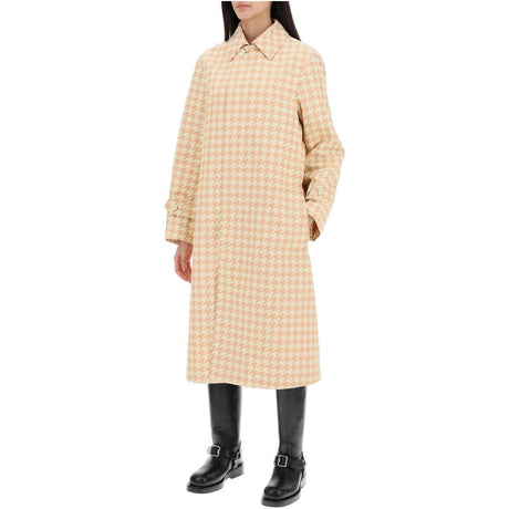 Sherbet Houndstooth Long Car Coat BURBERRY JOHN JULIA.