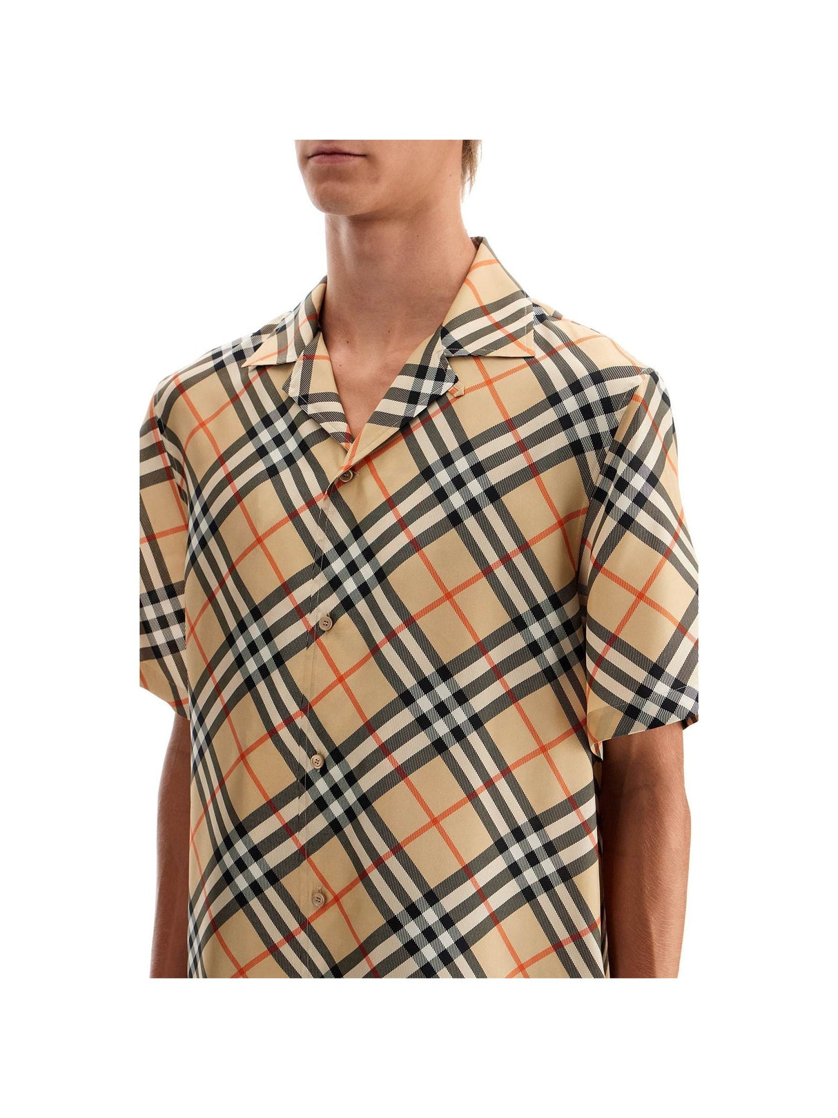 BURBERRY-Ered Silk Short Sleeved Shirt -JOHN JULIA.